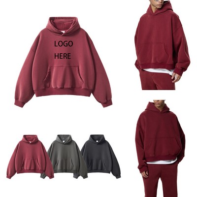 Men's Oversized Acid Wash Hoodie Super Soft Heavyweight Unisex Pullover