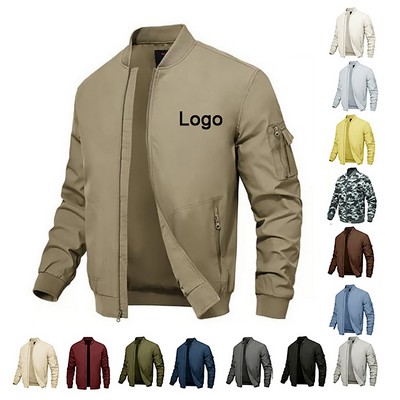 Men's Lightweight Bomber Jacket Casual Windbreaker Athletic Fit