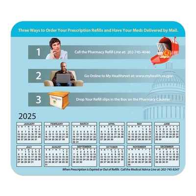 Hard Surface Calendar Mouse Pad | 7 1/2" x 8 1/2" | Horizontal Calendar