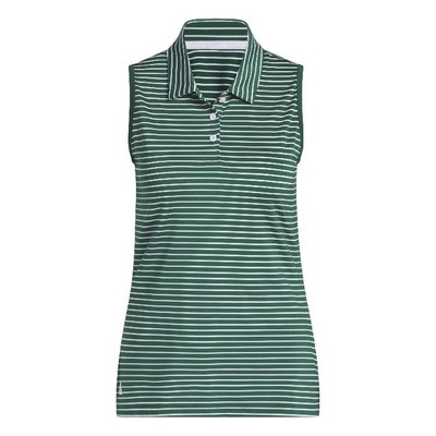 adidas Ladies Performance Stripe Sleeveless Polo