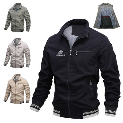Men's Lightweight Stand Collar Bomber Jacket