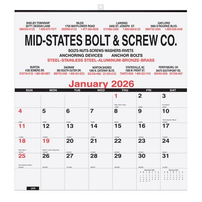 Deluxe Wall Pad Calendar w/2 Color Imprint